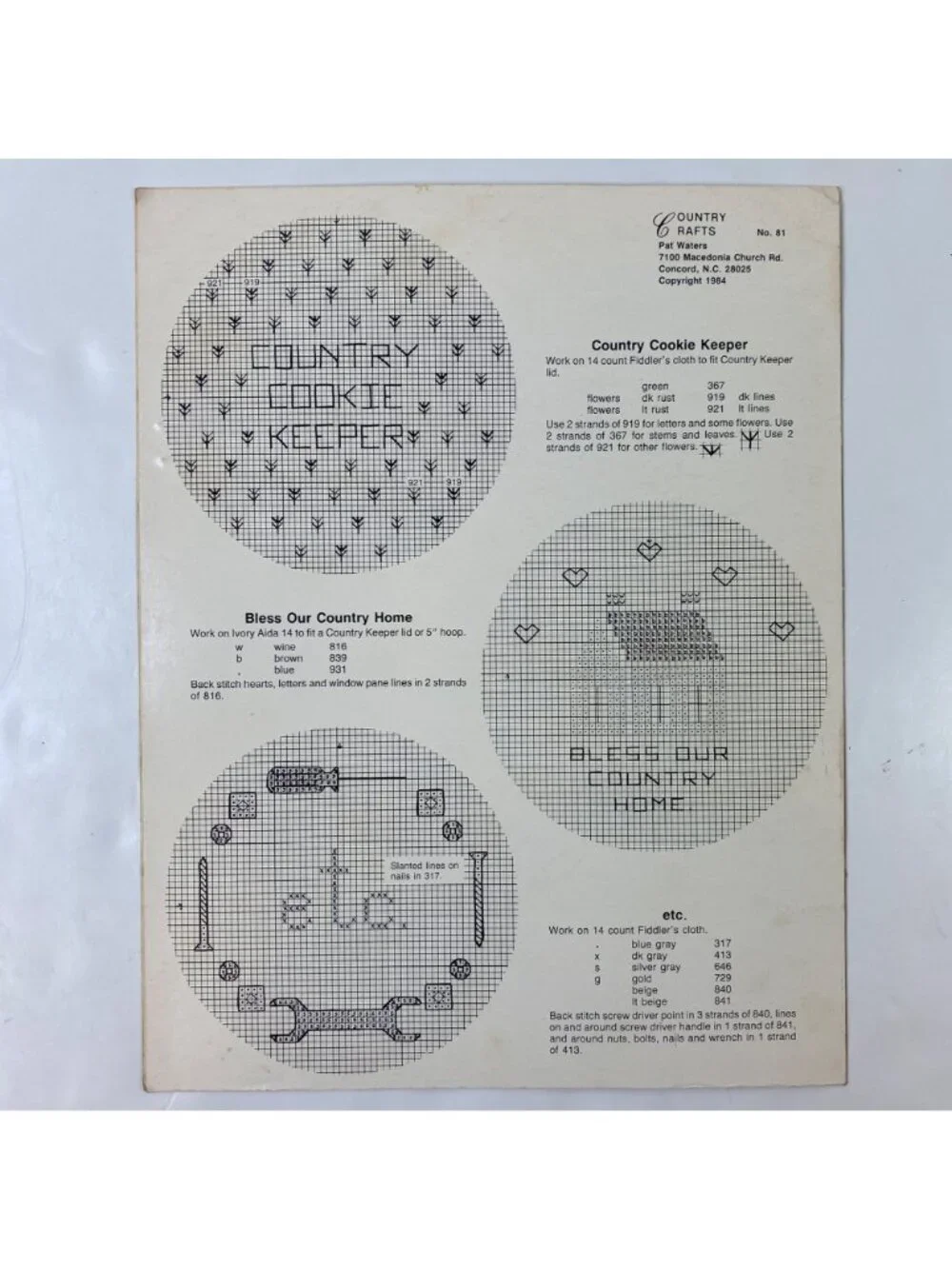 Vintage Country Keeper Hoop Designs Cross-Stitch Pattern Instruction Booklet